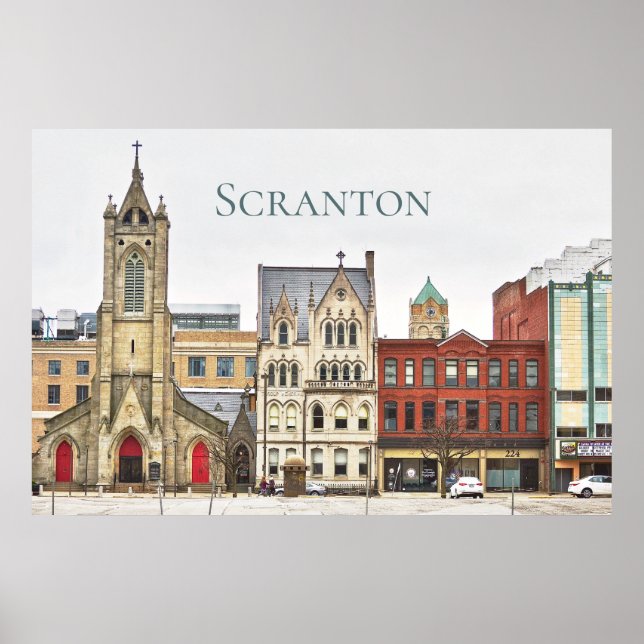 Scranton PA-arkitektur - Cityscape Poster (Framsidan)
