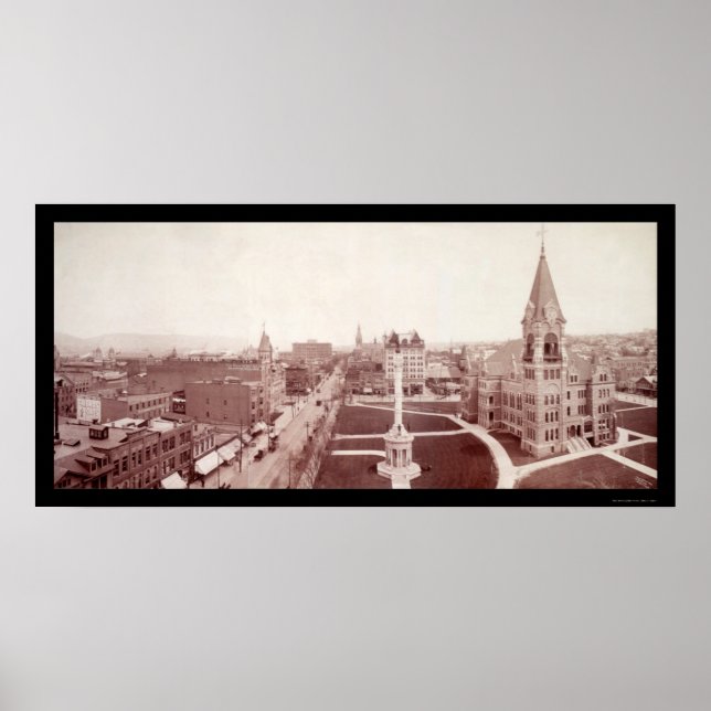 Scranton, PA Foto 1902 i centrala staden Poster (Framsidan)