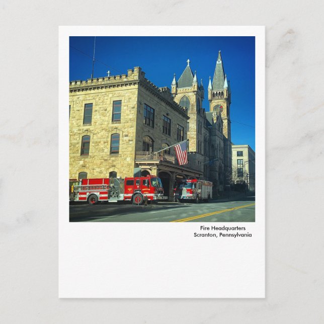 Scranton PA Postcard-Fire Headquarters Vykort (Framsida)