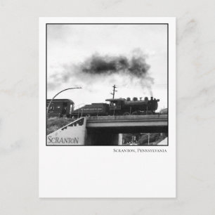 Scranton PA Postcard-Steam Engine Locomotive Vykort