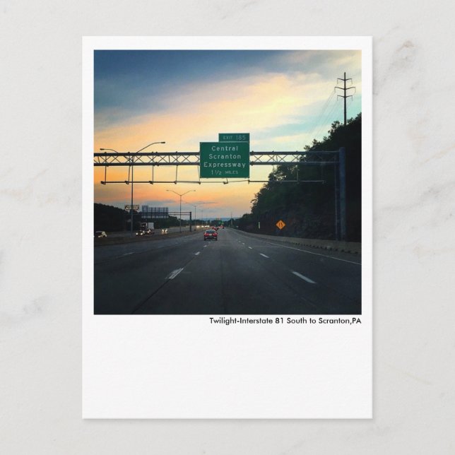 Scranton PA Postcard-Twilight Himmel-I81-Dunmore Vykort (Framsida)
