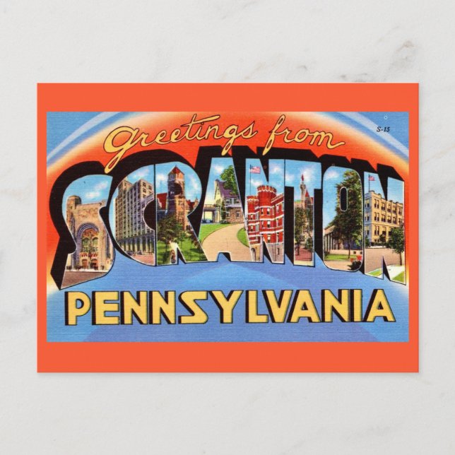 Scranton PA Vintage Välkomst vykort (Framsida)