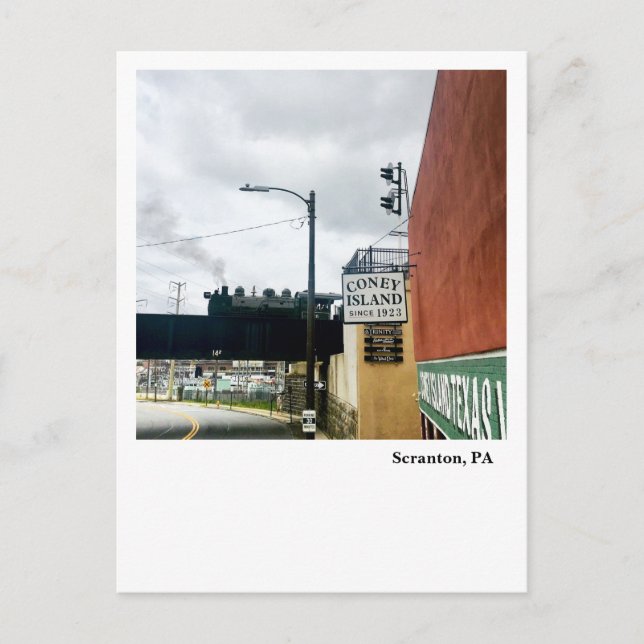 Scranton PA Vykortsångmotor över ceder Ave. Vykort (Framsida)