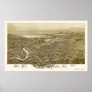 Scranton panorama- karta för PA - 1890 Poster