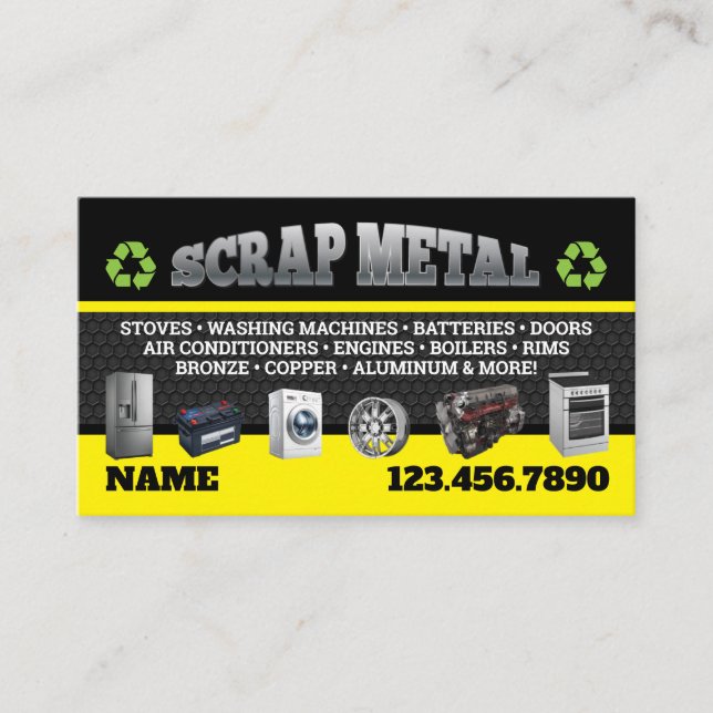 Scrap Metal Pickup Business Cards English-Spanish Visitkort (Framsida)