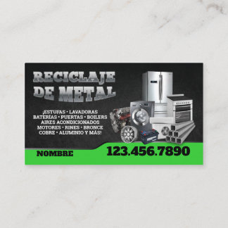 Scrap Metal Recycle English-Spanish Business Card Visitkort