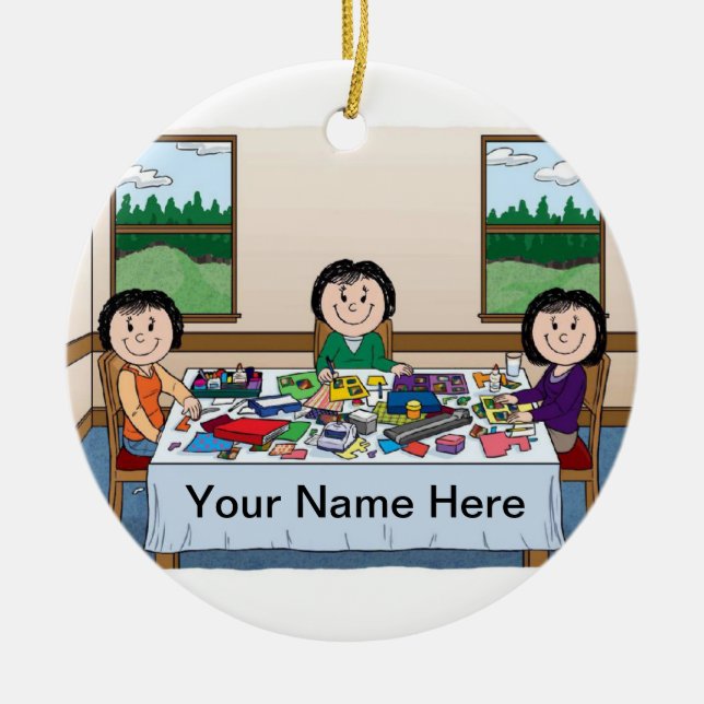 Scrapbooking- 3 kvinnor julgransprydnad keramik (Framsidan)