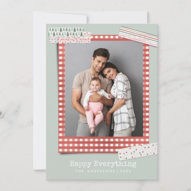 Scrapbooking Högtider | Gingham Ram foto Julkort (Framsida)