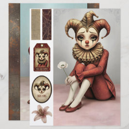 Scrapbooking Sheet whimsical gothic illustration Brevhuvud