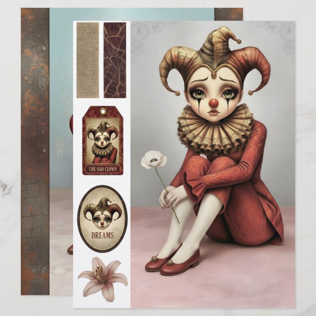 Scrapbooking Sheet whimsical gothic illustration Brevhuvud (Fram/baksida)