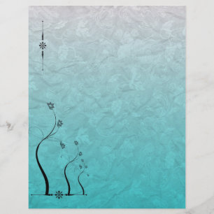 Scrapbookpapper Teal Vinranka Blommigt