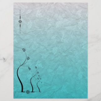 Scrapbookpapper Teal Vinranka Blommigt