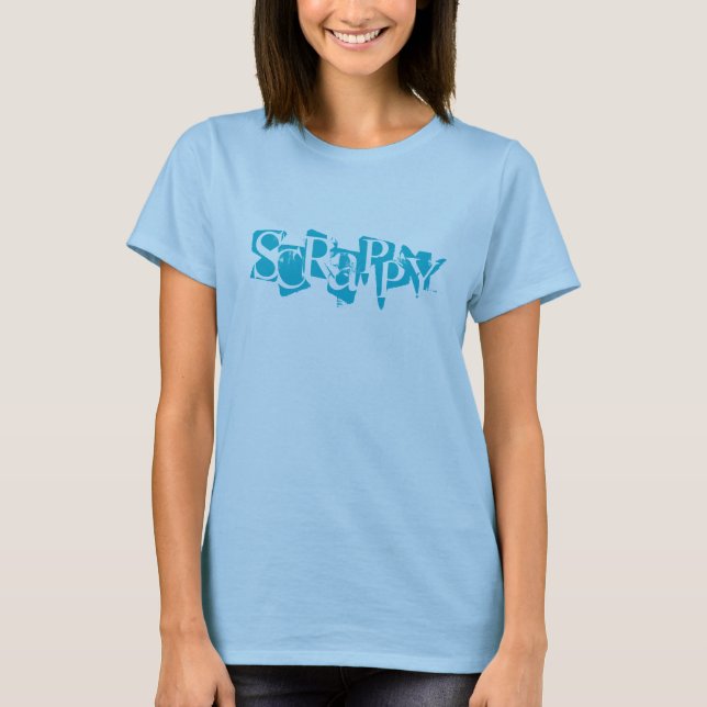 Scrappy (scuba-blå grafik / text) t shirt (Framsida)