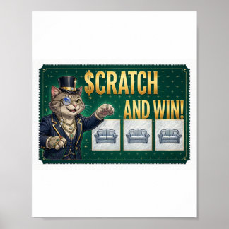 Scratch and Win Katt — Roligt Lotteri Biljett Katt Poster