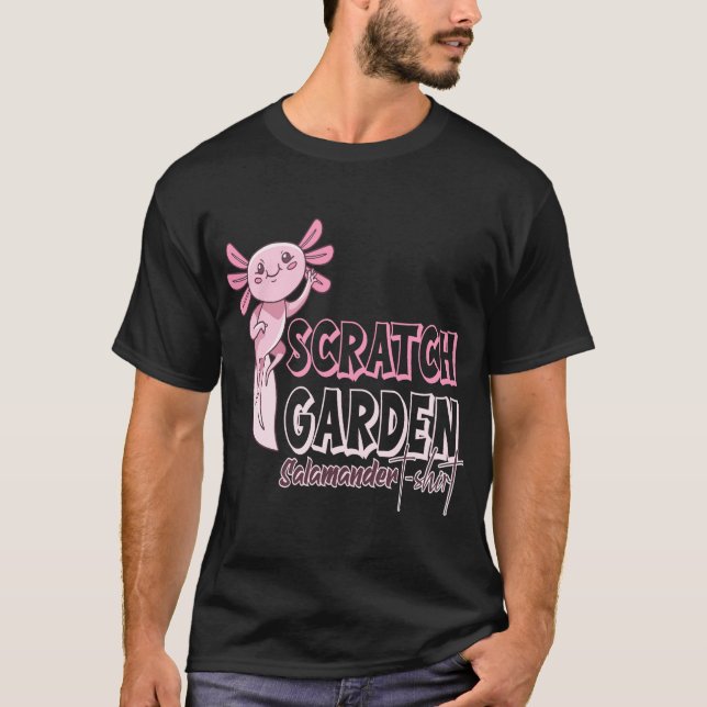 Scratch Garden Salamander Söt Rosa Axolotl T Shirt (Framsida)