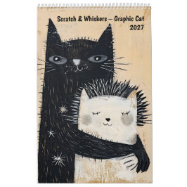 Scratch & Whiskers – Grafisk Kattkalender 2027 Kalender