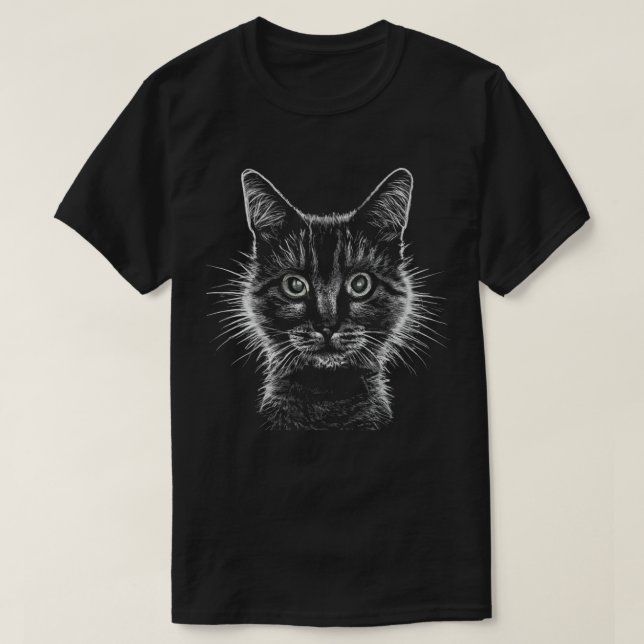 Scratchboard Fuzzy Cat T-Shirt (Design framsida)