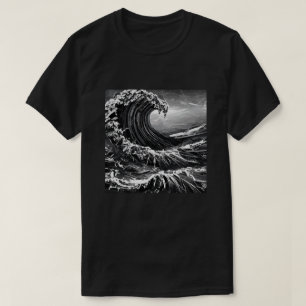 Scratchboard-grafik Tsunami T Shirt