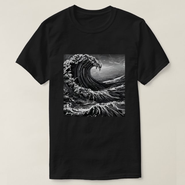 Scratchboard-grafik Tsunami T Shirt (Design framsida)