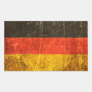 Scratched and World Vintage German Flagga Rektangulärt Klistermärke