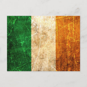 Scratched and World Vintage Irish Flagga Vykort