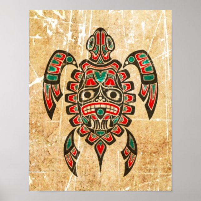 Scratched and Worn Haida Spirit Sea Turtle Poster (Framsidan)