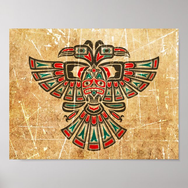 Scratched and Worn Haida Two Hearit Bird Poster (Framsidan)