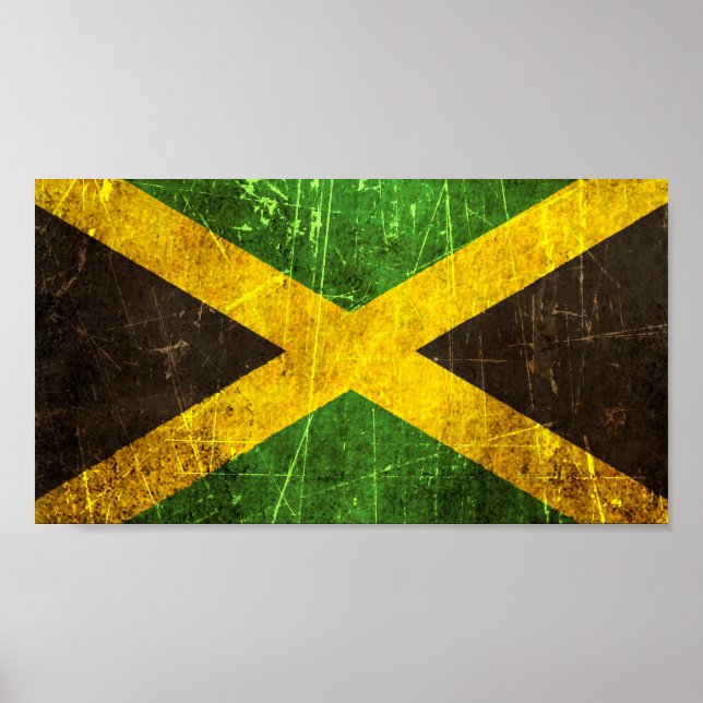 Scratched and Worn Vintage Jamaican Flagga Poster (Framsidan)