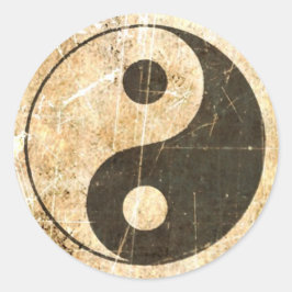 Scratched and Worn Vintage Yin Yang Runt Klistermärke