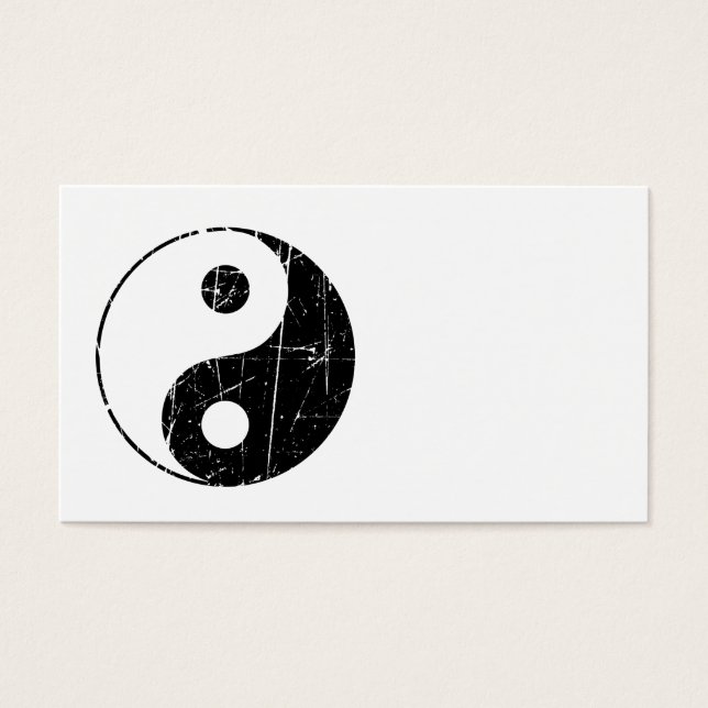 Scratched Black Vintage Yin Yang Visitkort (Framsidan)