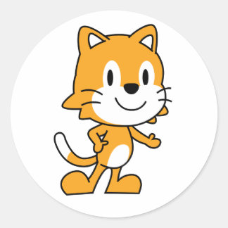 ScratchJr Cat Sticker Runt Klistermärke