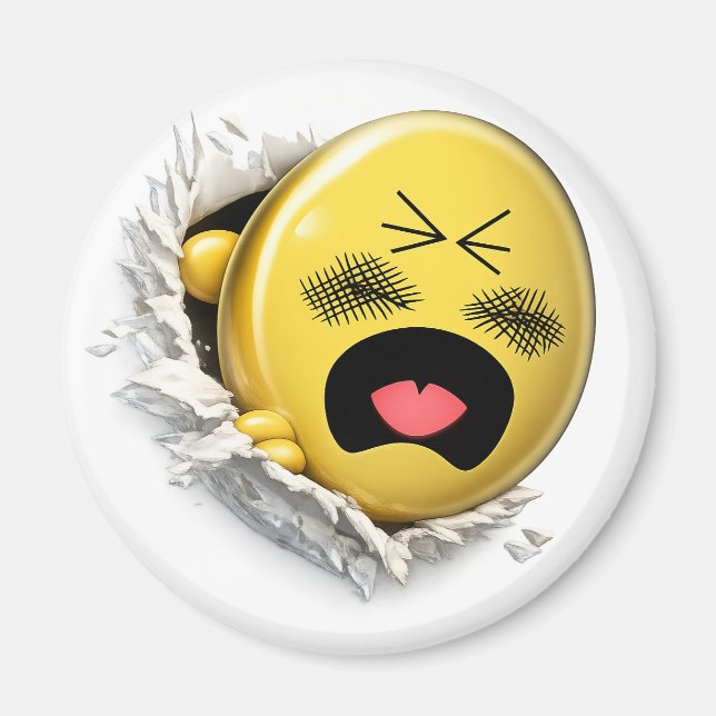 Scratchy 3D Emoji Round Magnet (Framsidan)