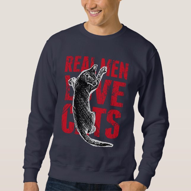 Scratchy stil för verkliga manarkärlekkatter sweatshirt (Framsida)