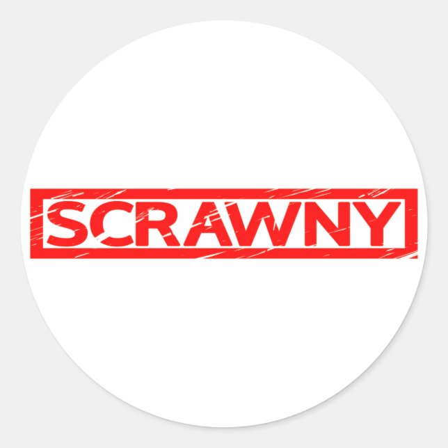 Scrawny Frimärke Runt Klistermärke (Framsida)