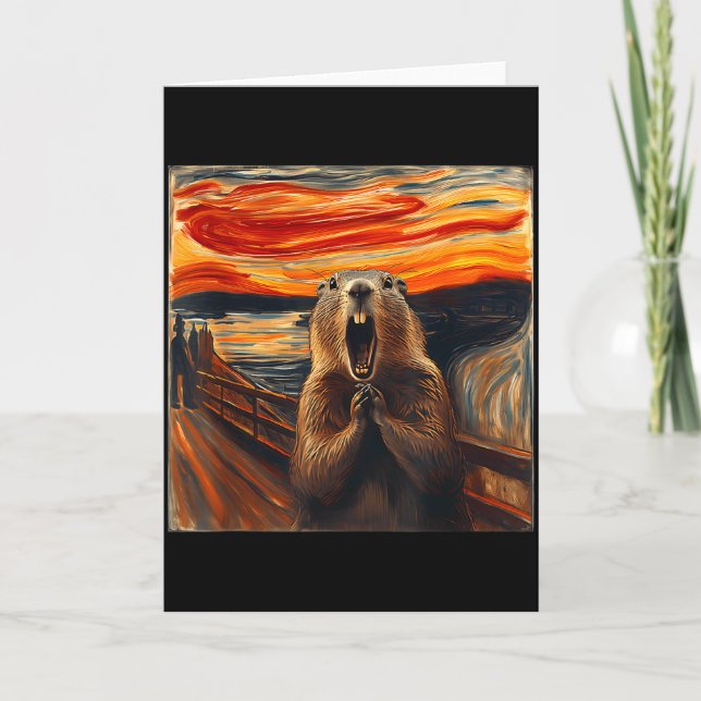 Scream Groundhog konstnärlig Groundhog Day rolig A Kort (Framsida)