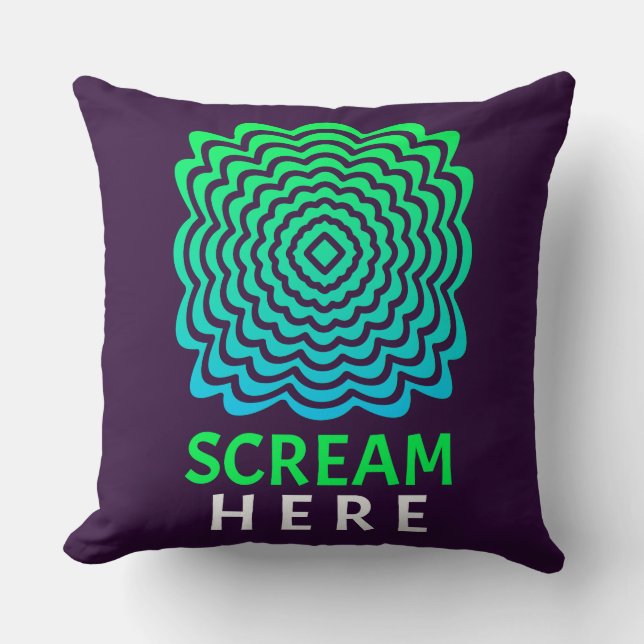 Scream Here | Grön & Blå Ripple Kuddthrow Kudde (Framsida)