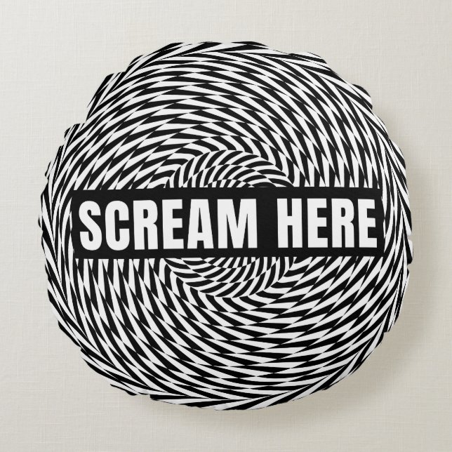 Scream Here | Optisk Illusions Kuddcover för Kastk Rund Kudde (Framsidan)
