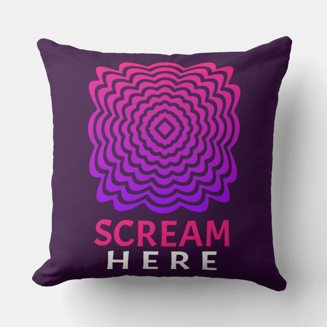 Scream Here | Rosa & Lila Ripple Kuddöverkastare Kudde (Framsida)