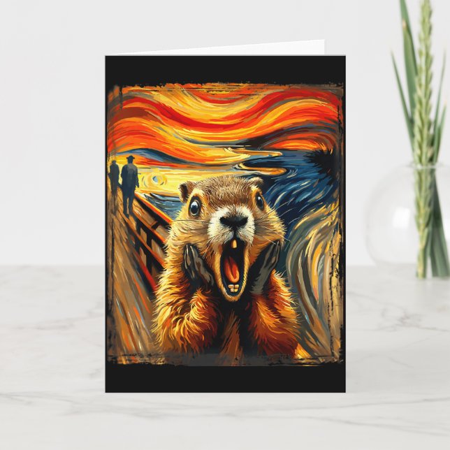 Scream Parody Funny Animal Painting Artistic Groun Kort (Framsida)