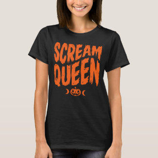 Scream Queen Halloween Skräck Spooky Drip Typograf T Shirt