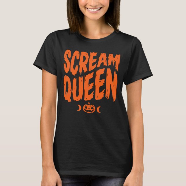 Scream Queen Halloween Skräck Spooky Drip Typograf T Shirt (Framsida)