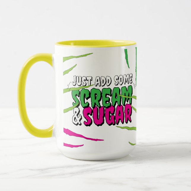 Scream & Sugar Fun Funny Zombie Scratched Mugg (Vänster)