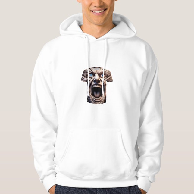 Screaming Ansikte 3D Illusion T-Shirt - fet optisk Hoodie (Framsida)