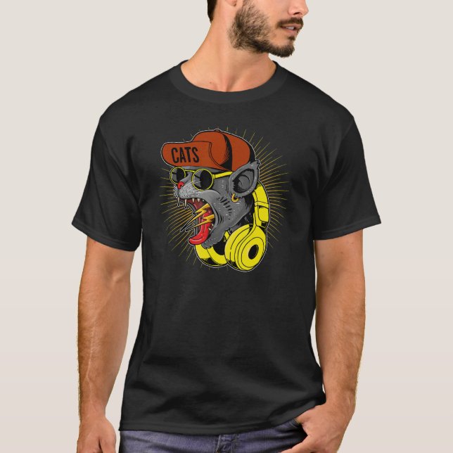 Screaming Black Cat Teenager  Cat Vintage T Shirt (Framsida)