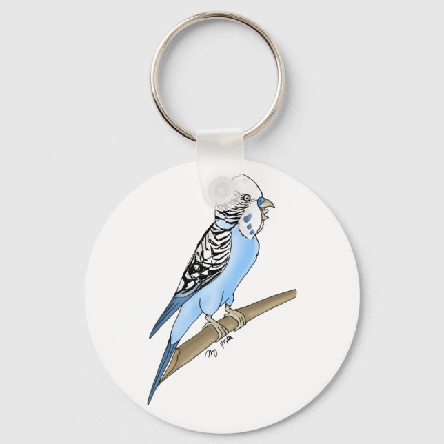 Screaming Budgie Keychain Nyckelring (Framsida)