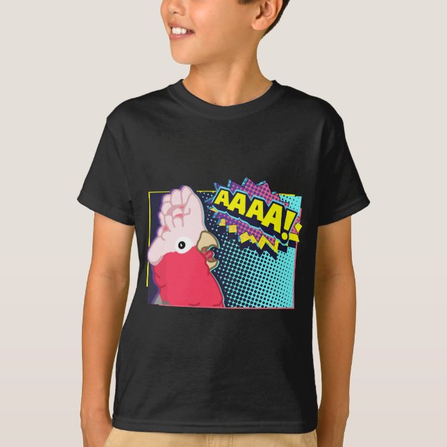 Screaming Galah Cockatoo Tecknad, Birb Memes, Funn T Shirt (Framsida)