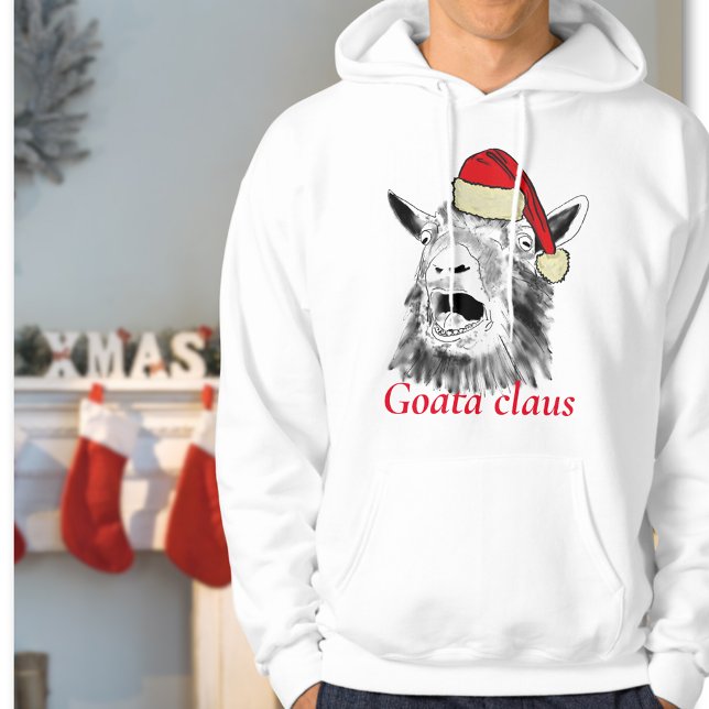 Screaming Get en Claus jul  Hoodie (Goata Claus funny screaming goat christmas sweatshirt )