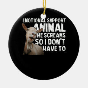 Screaming Goat Emotional Support Animal Goat Owner Julgransprydnad Keramik