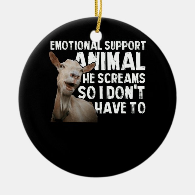 Screaming Goat Emotional Support Animal Goat Owner Julgransprydnad Keramik (Framsidan)