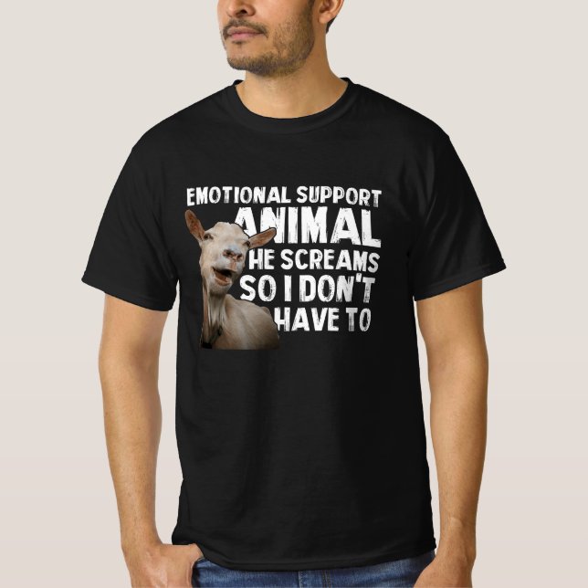 Screaming Goat Emotional Support Animal Goat Owner T Shirt (Framsida)
